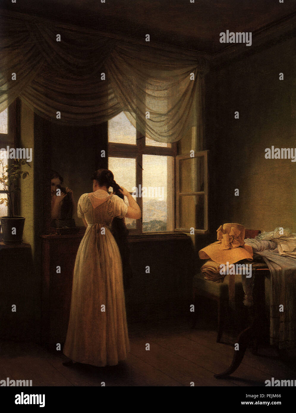 Before the Mirror, Kersting, Georg Friedrich Stock Photo
