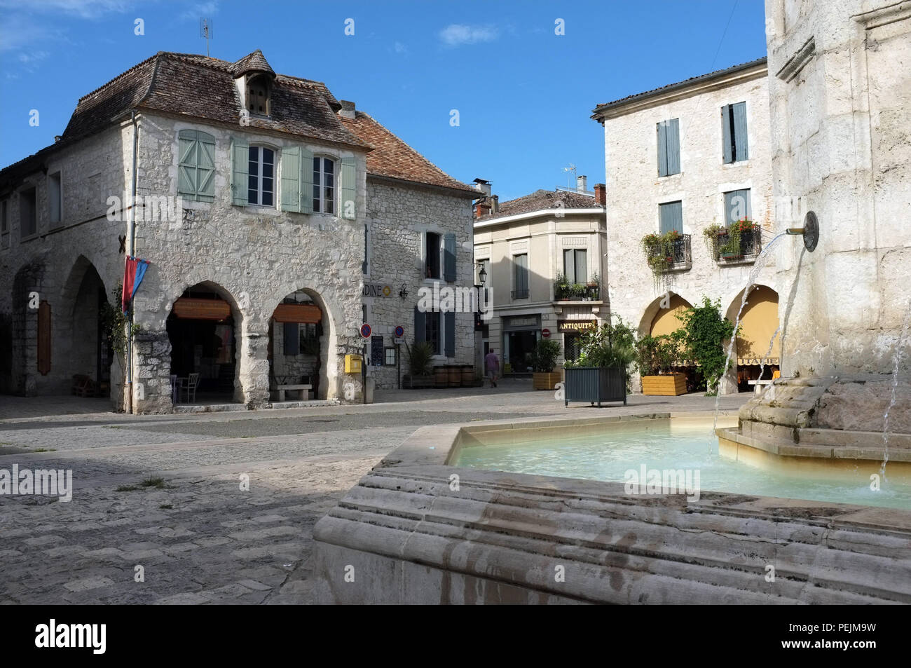 Place Gambetta in Eymet, south west France. 2018 Stock Photo