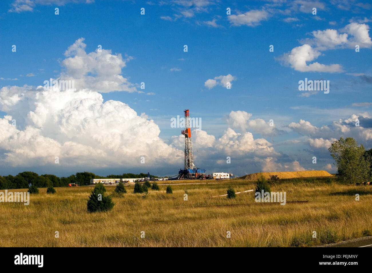 Drill baby drill, Texas increased drilling with new technology from high-fracturing wells and horizontal drilling. Stock Photo