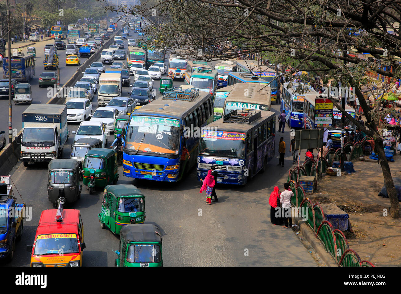 Heavy traffic on the Airport Road in Dhaka, Bangladesh Stock Photo Alamy