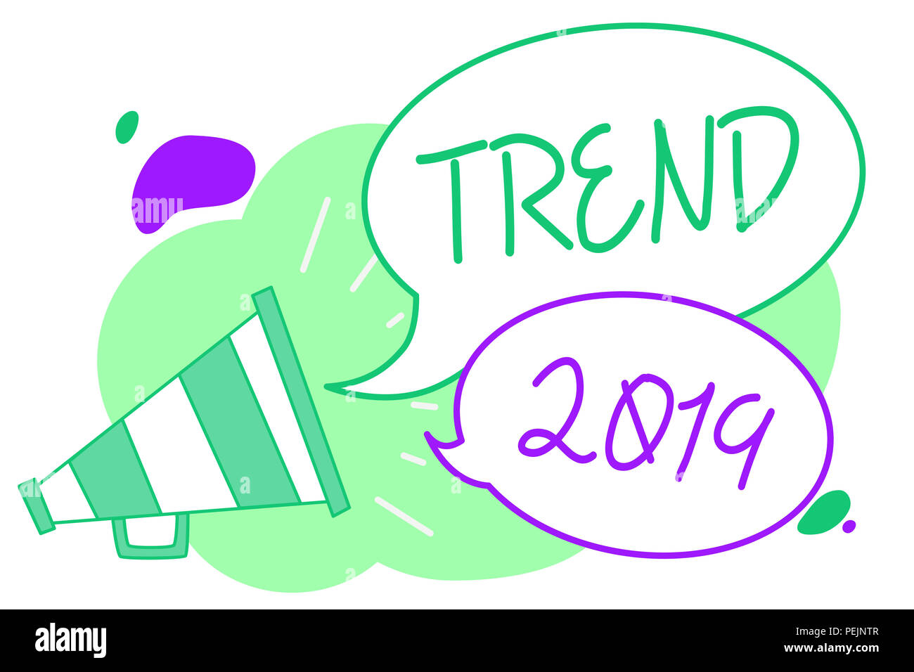 Handwriting text Trend 2019. Concept meaning things that is famous for