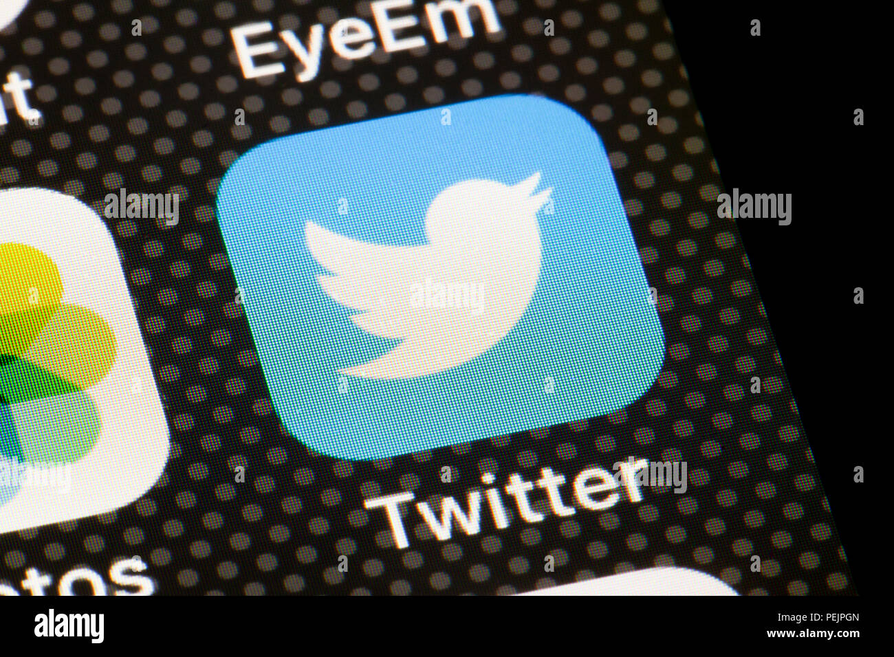 Twitter app icon on iPhone screen - USA Stock Photo