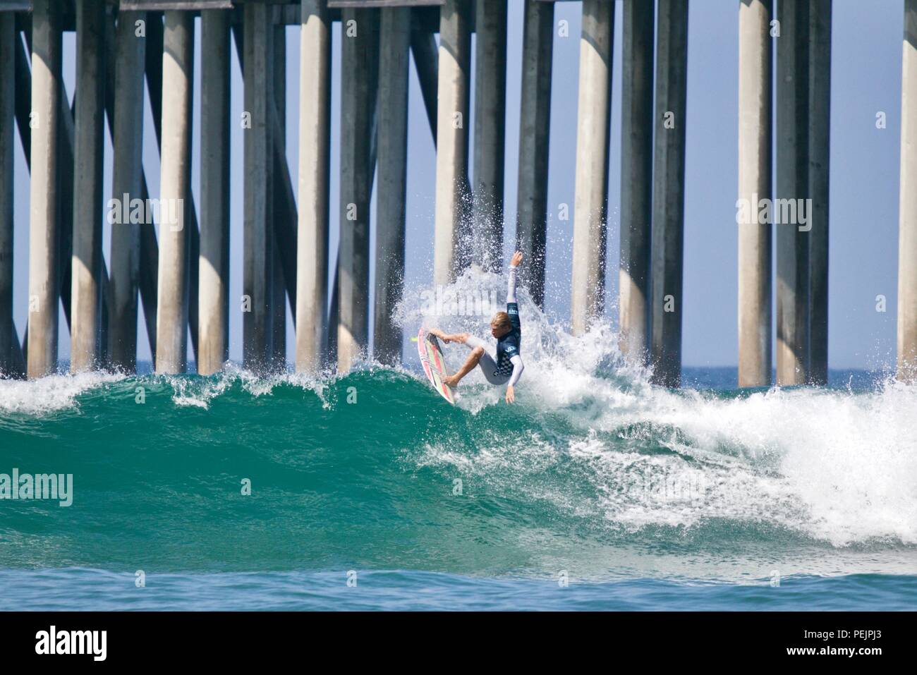 Kolohe Andino competing in the US Open of Surfing 2018 Stock Photo