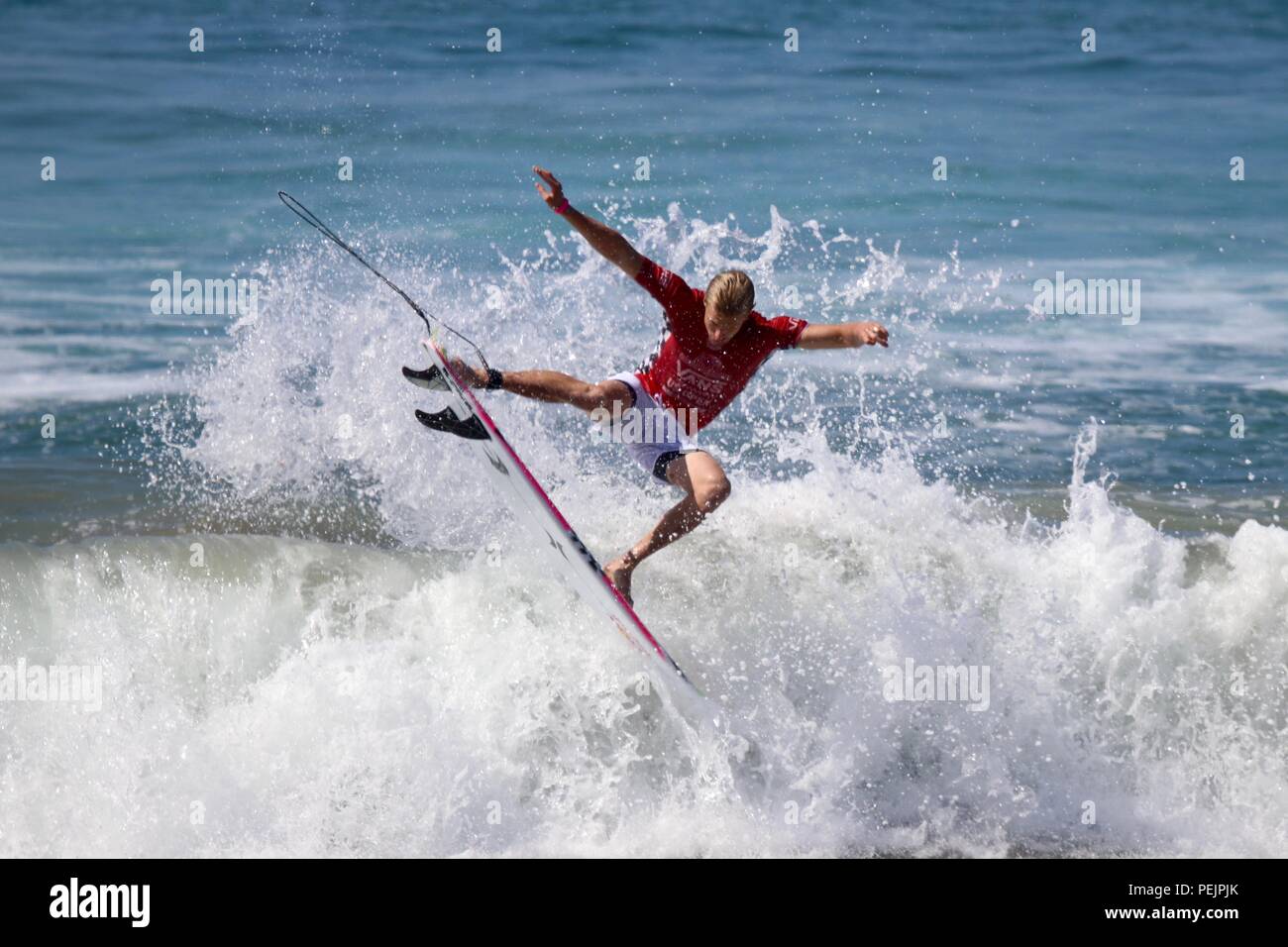 Kolohe Andino competing in the US Open of Surfing 2018 Stock Photo