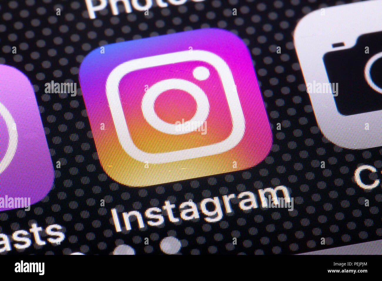 Instagram app icon on iPhone screen - USA Stock Photo