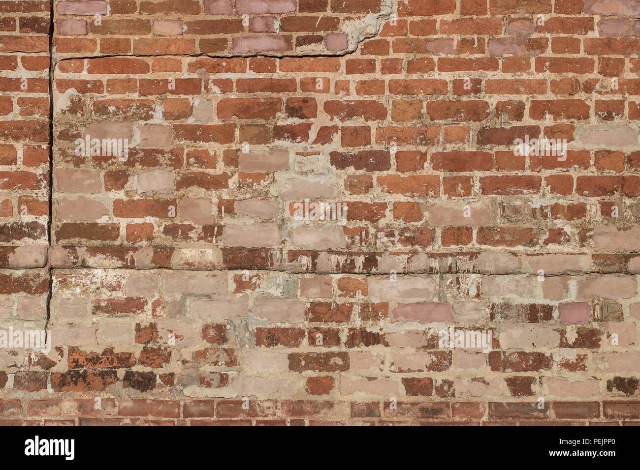 cracked brick wall, Brick Wall Background Stock Photo
