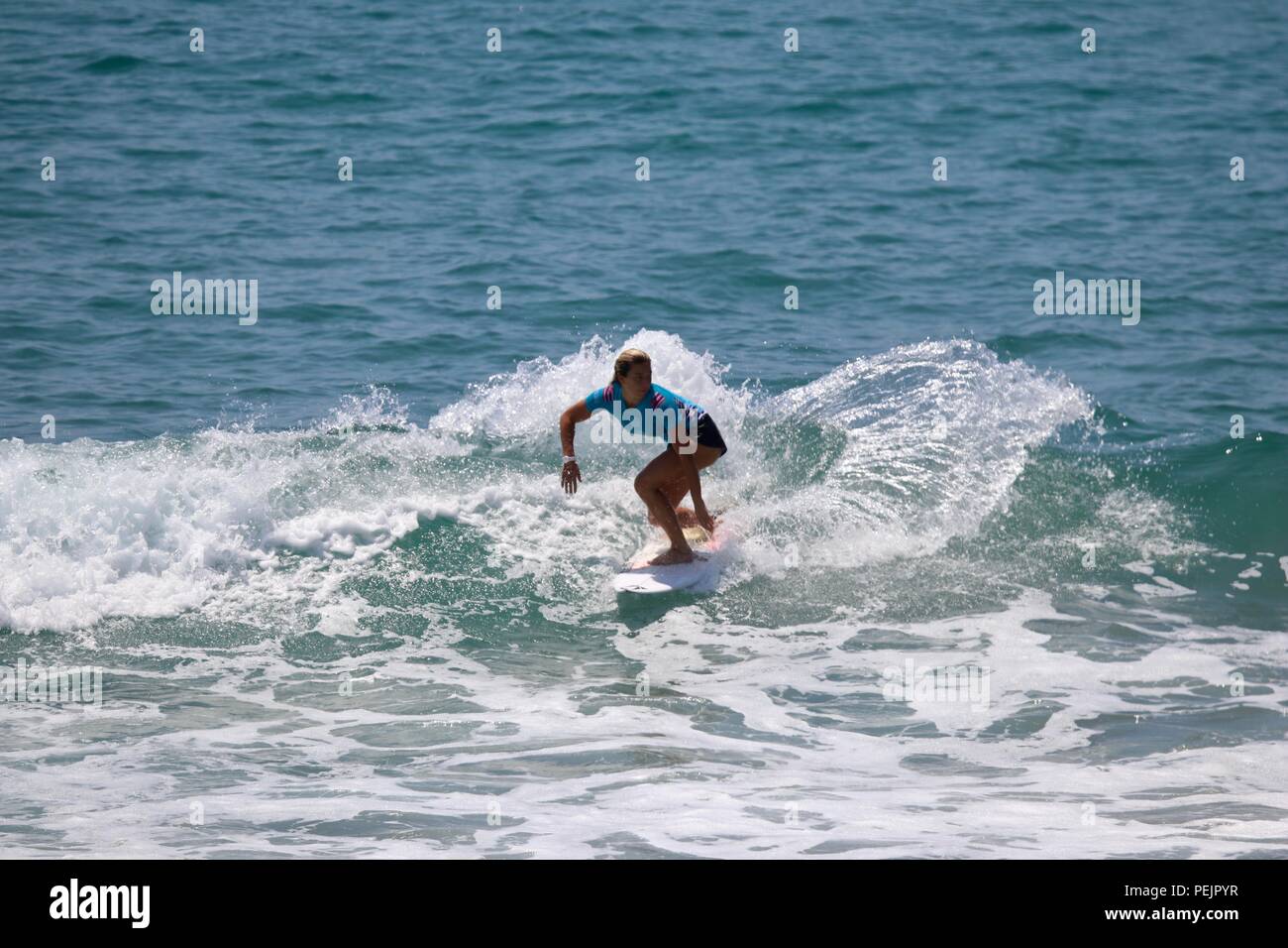 Coco Ho competing in the US Open of Surfing 2018 Stock Photo