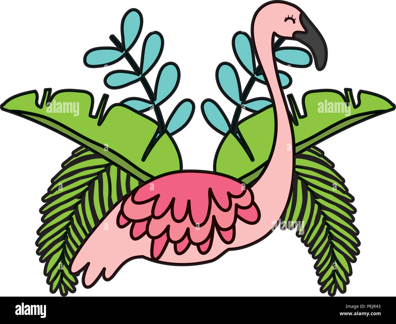 color tropical flemish and exotic plants leaves Stock Vector Image ...