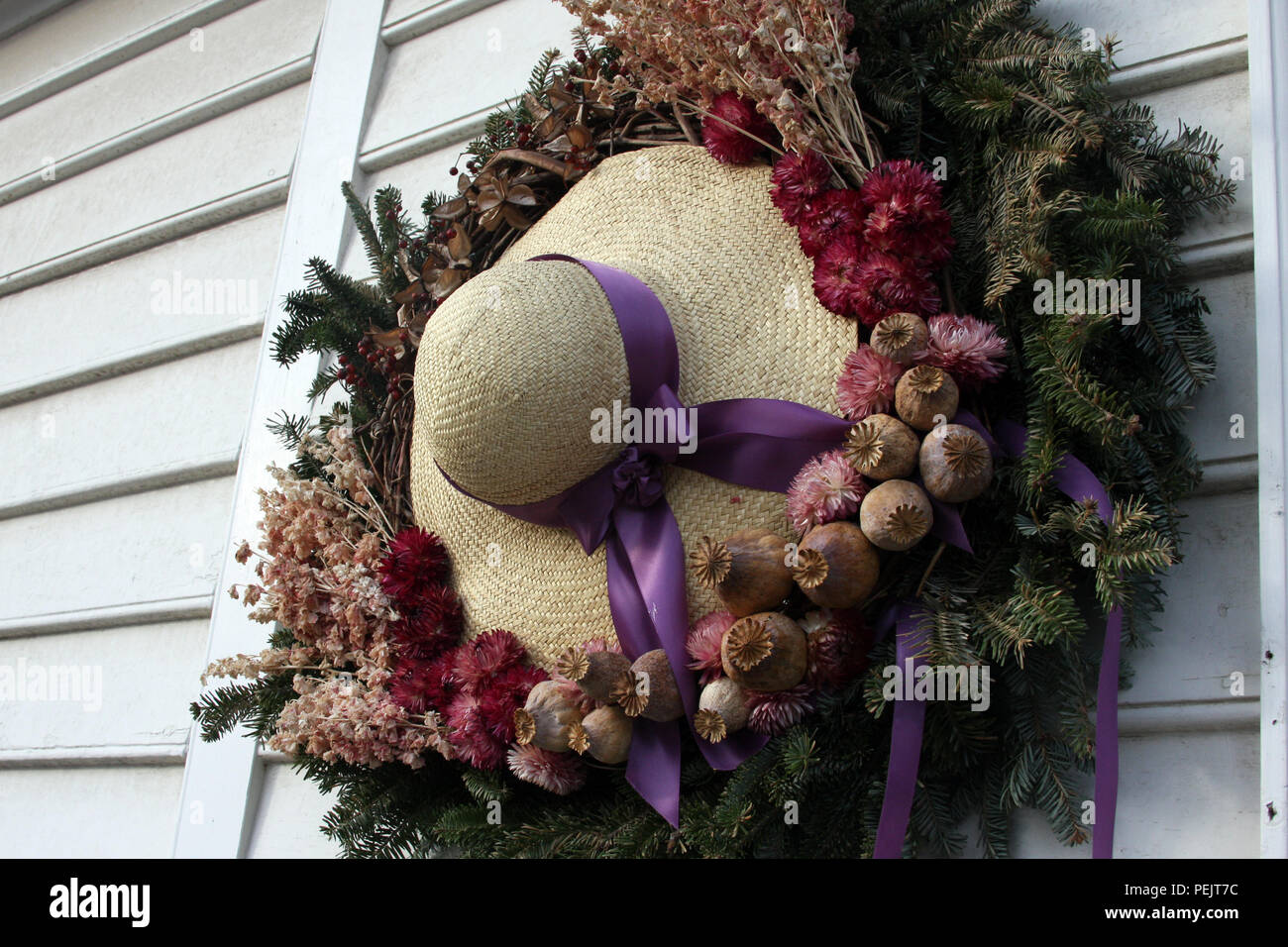 All natural Christmas wreath with hat 