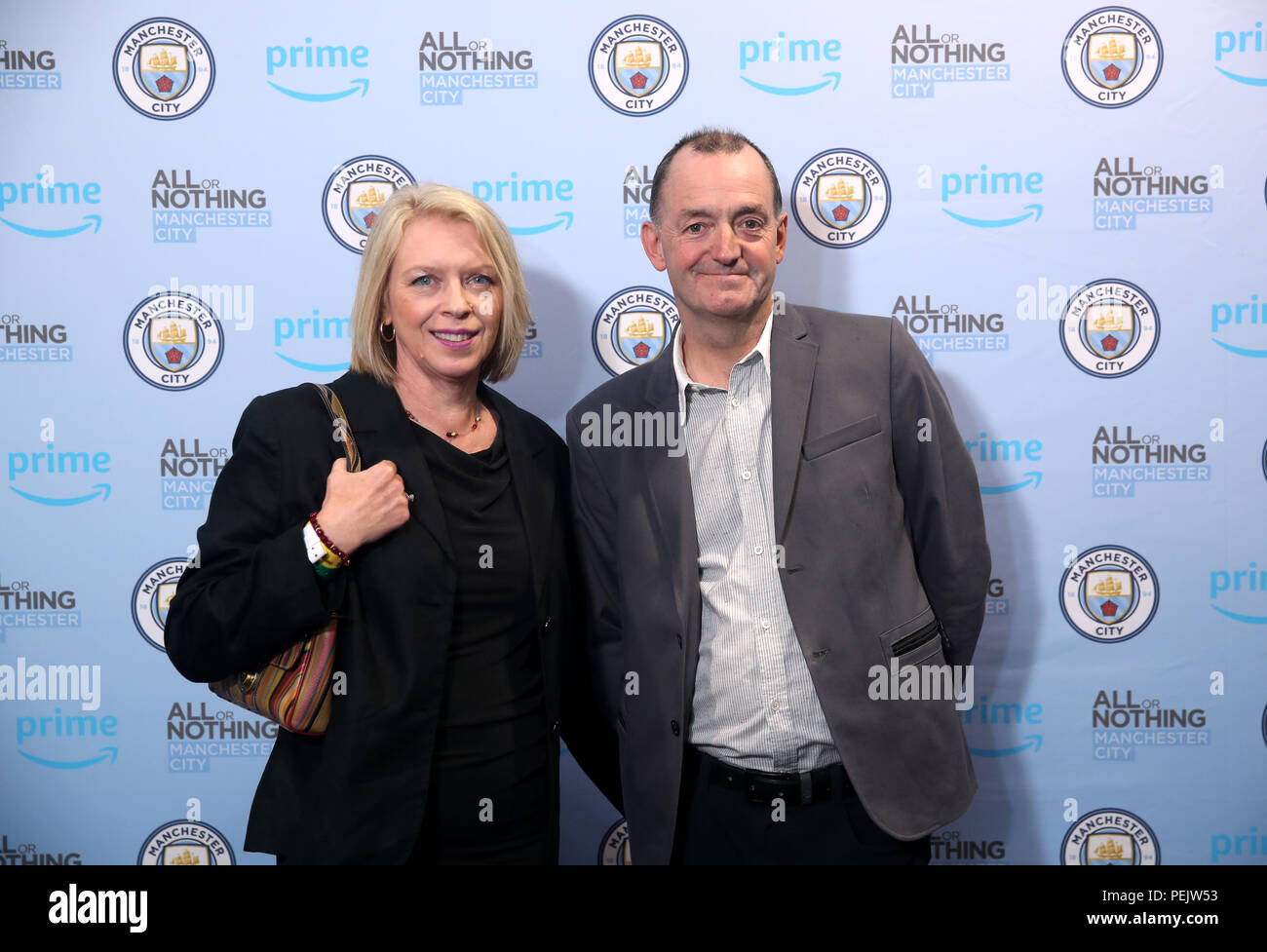 Craig Cash and guest arrive for the All or Nothing: Manchester City, world premiere at Vue Printworks, Manchester. Stock Photo