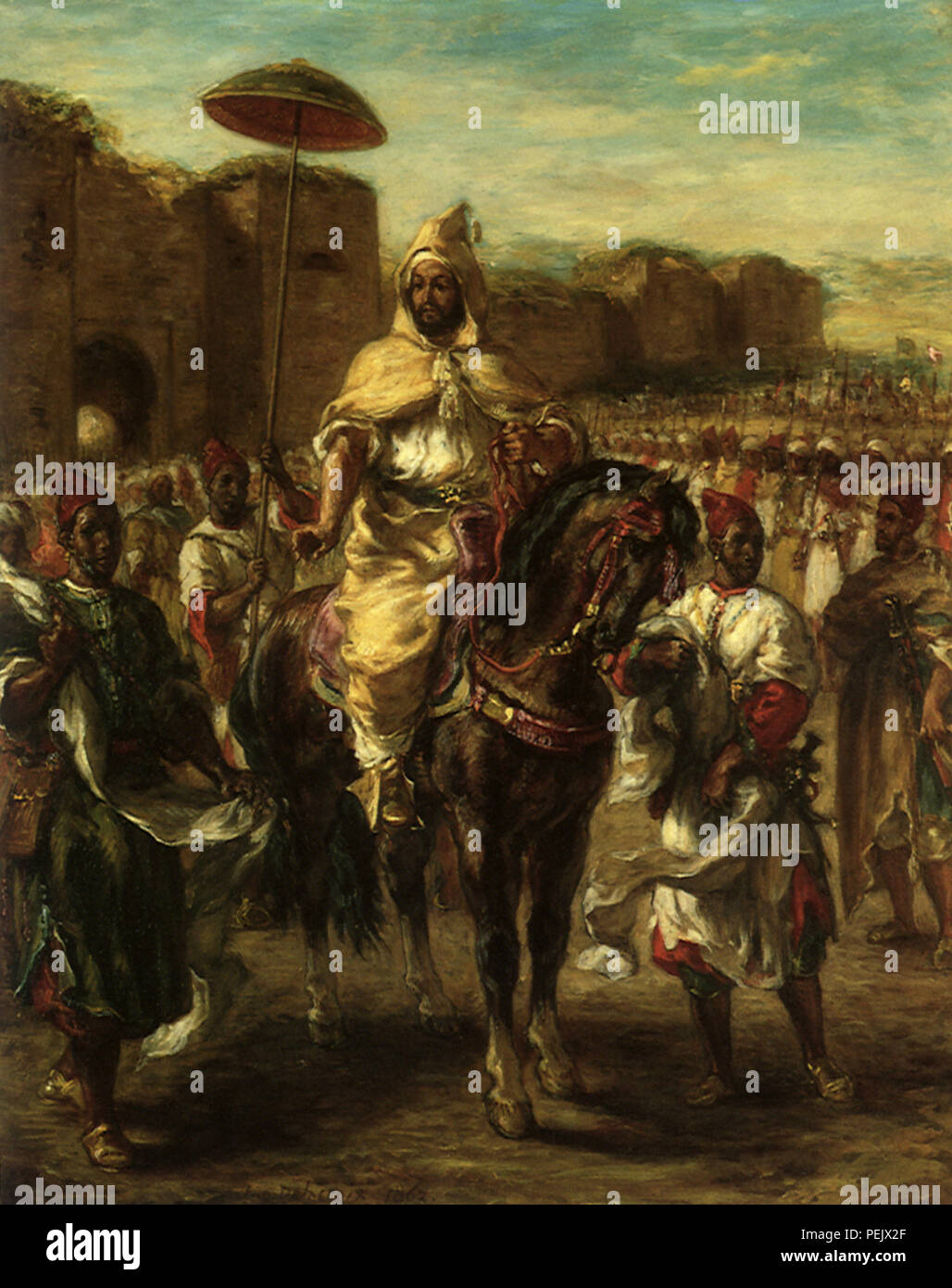 Moulay Abd al-Rahman, Sultan of Morocco 1835, Delacroix, Eugene Stock Photo
