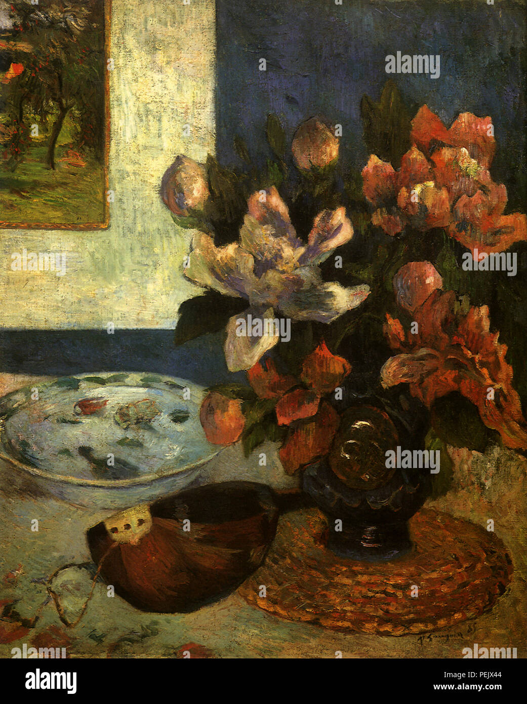Peonies and Mandolin, Gauguin, Paul Stock Photo