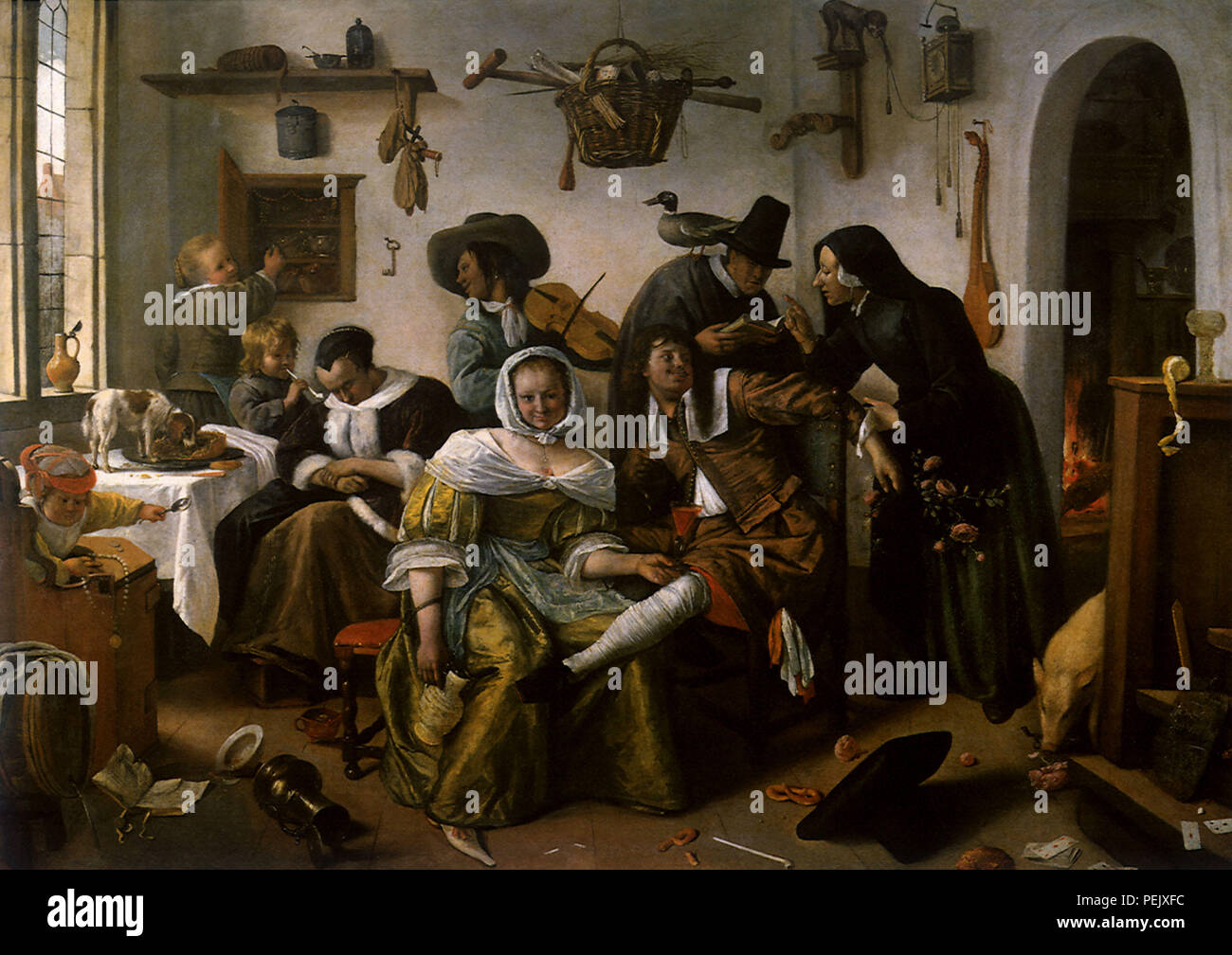 Decadent Household, Steen, Jan Stock Photo
