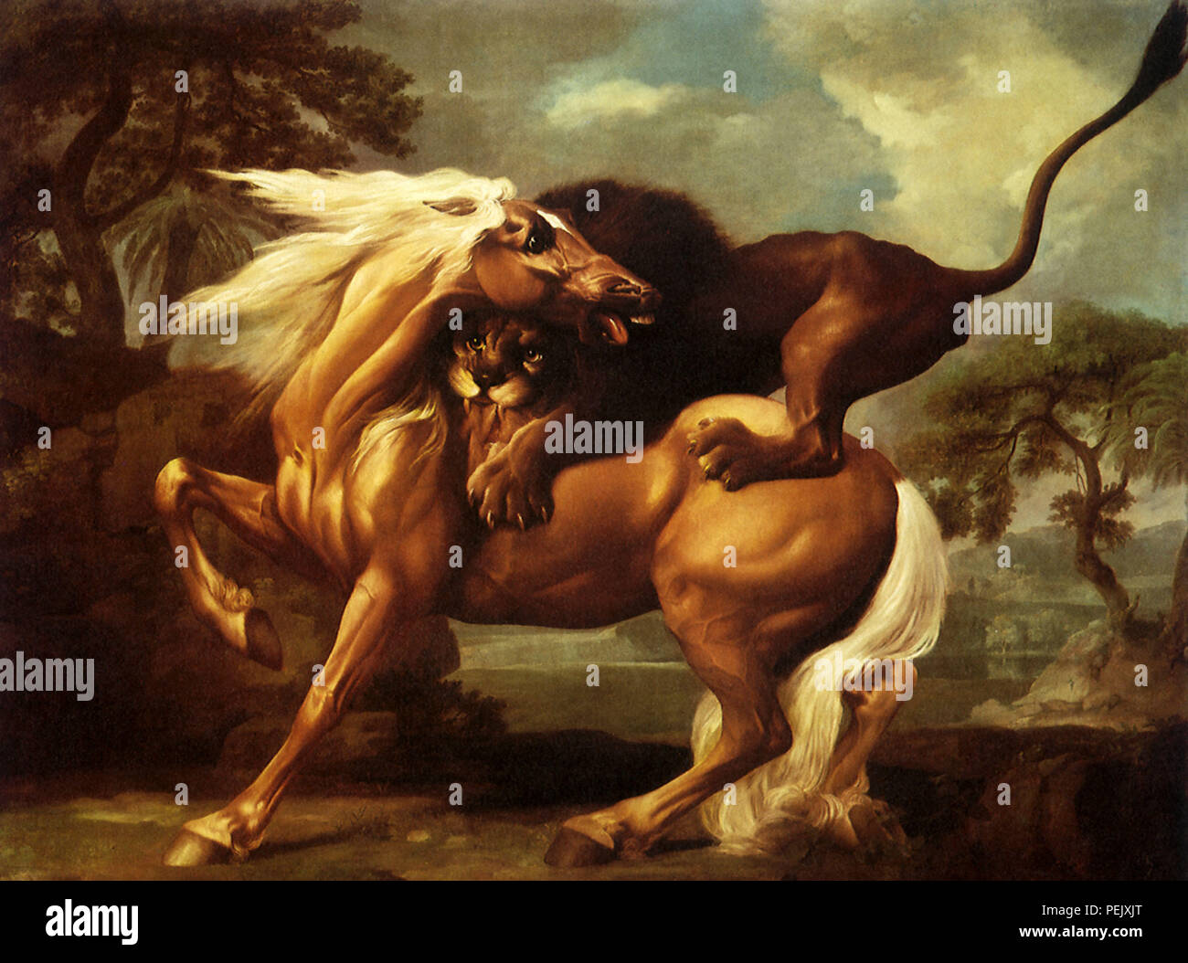 Lion Attacking Horse, Stubbs, George Stock Photo