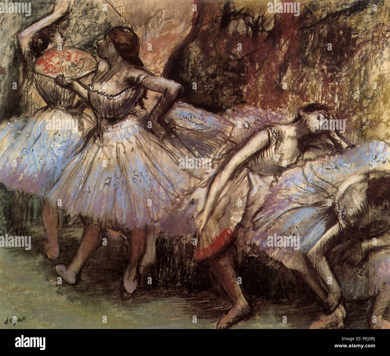 Weary Dancers with Fans, Degas, Edgar Stock Photo