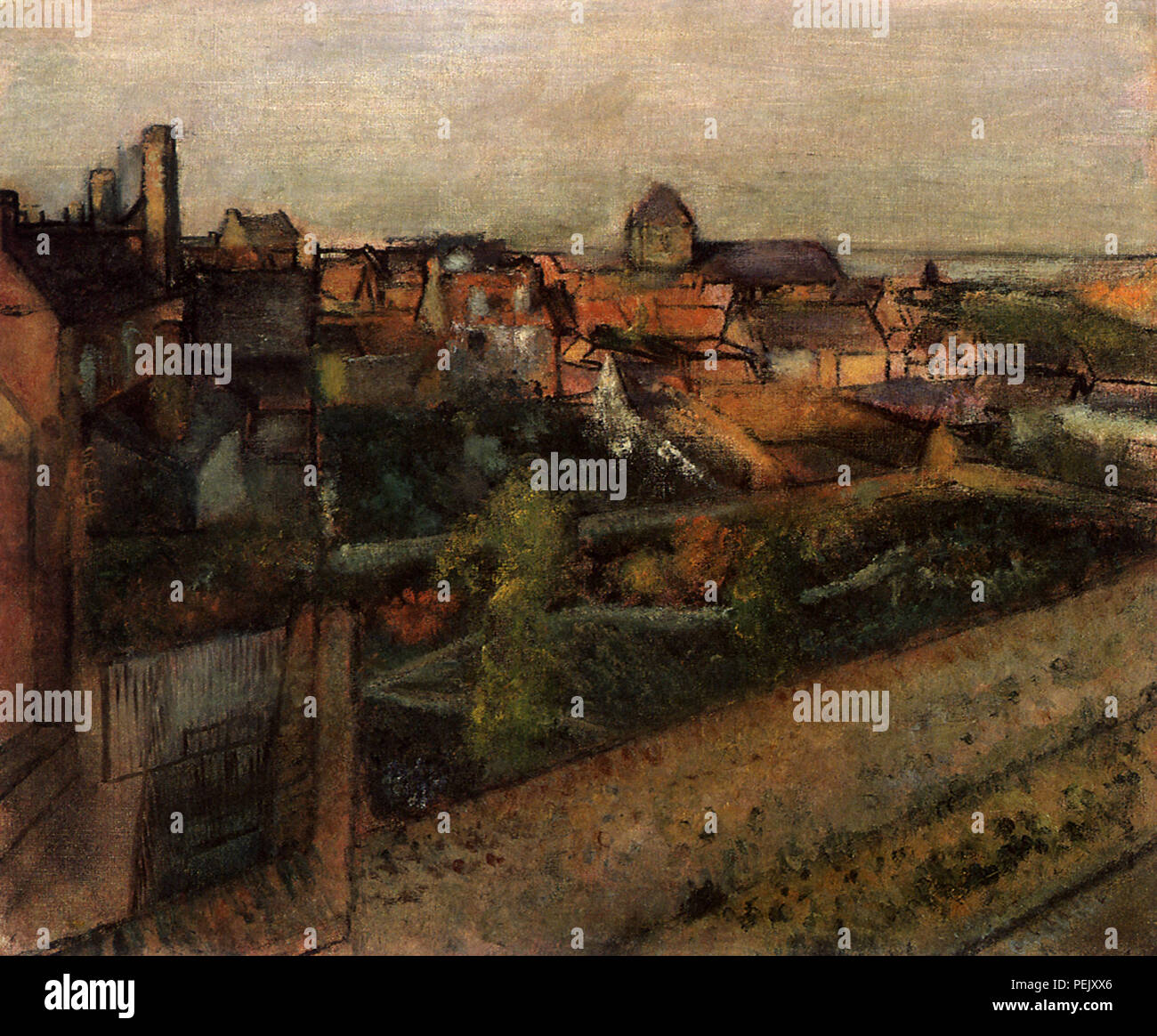 View of a Village, Degas, Edgar Stock Photo