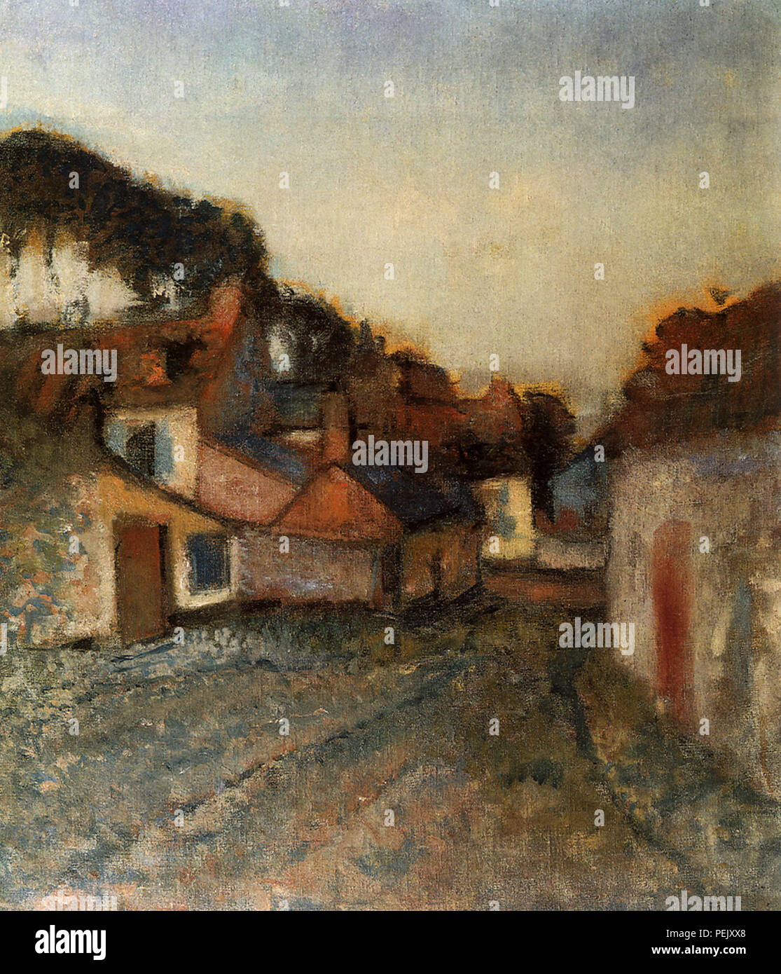 View of a Small Village, Degas, Edgar Stock Photo