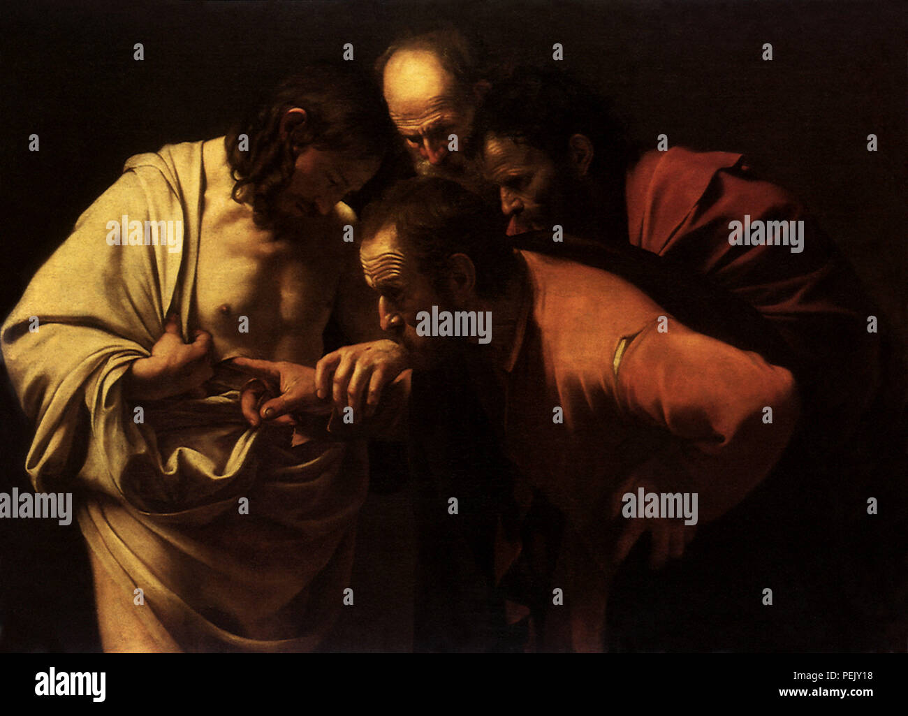 Doubting Thomas, Caravaggio, Michelangelo M. Stock Photo