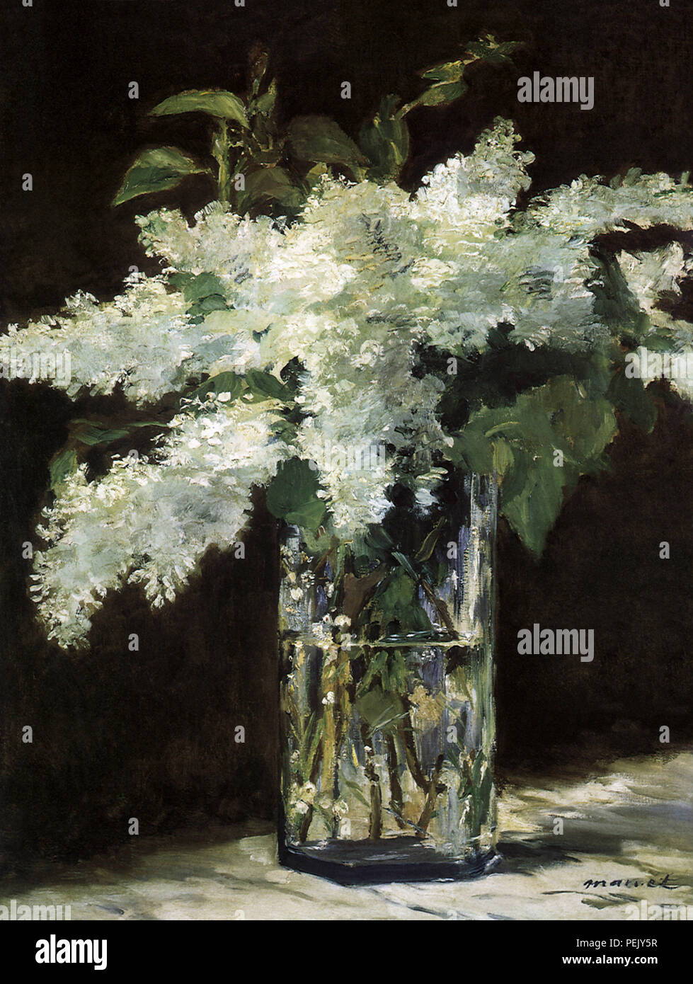 Lilies in a Glass, Manet, edouard Stock Photo