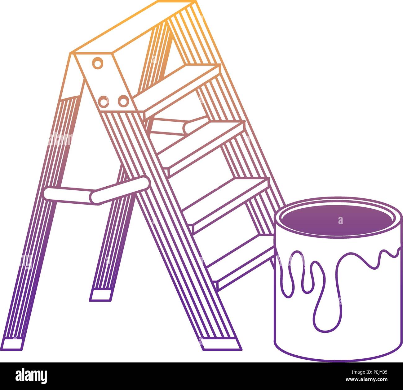 paint can and ladder over white background, vector illustration Stock