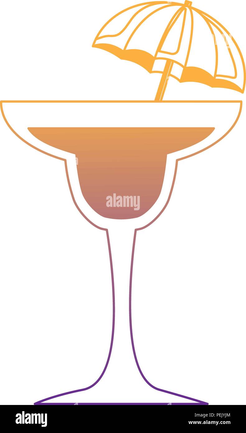 cocktail drink with decorative umbrella over white background, vector