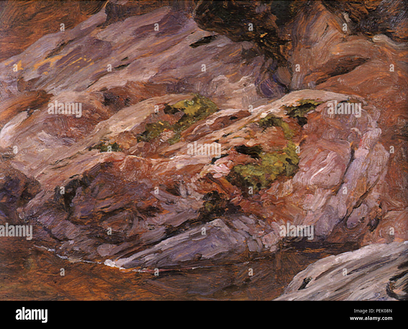 River and Boulders, Leighton, Frederic Stock Photo