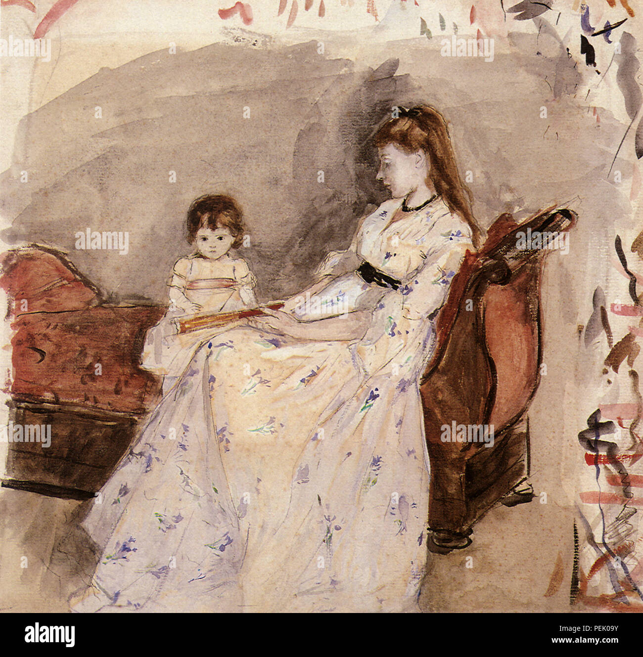 The Artist's Sister Edma with her Daughter Jeanne, Morisot, Berthe Stock Photo