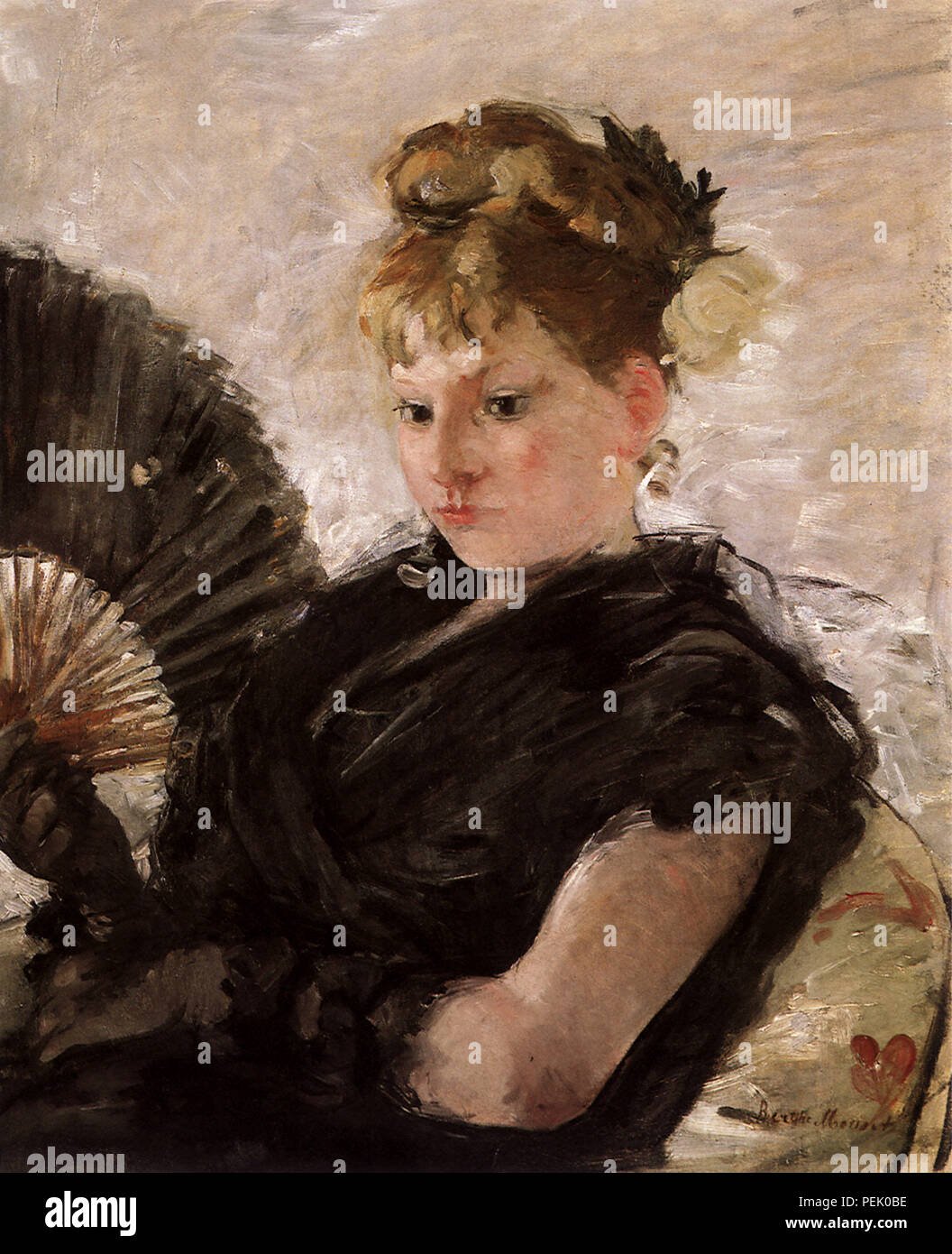 Woman with Fan (Head of a Girl), Morisot, Berthe Stock Photo