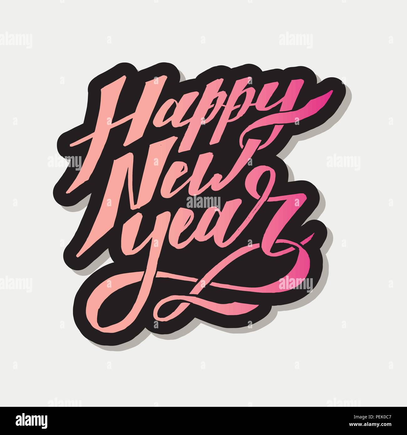 Happy New Year Vector Phrase Lettering Calligraphy Brush illustration ...