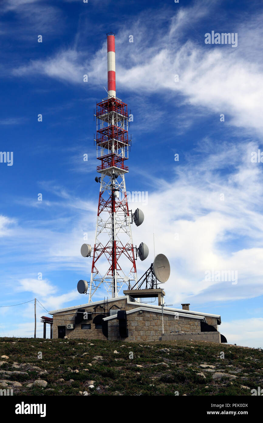 Communications center located at the peak of a mountain Stock Photo