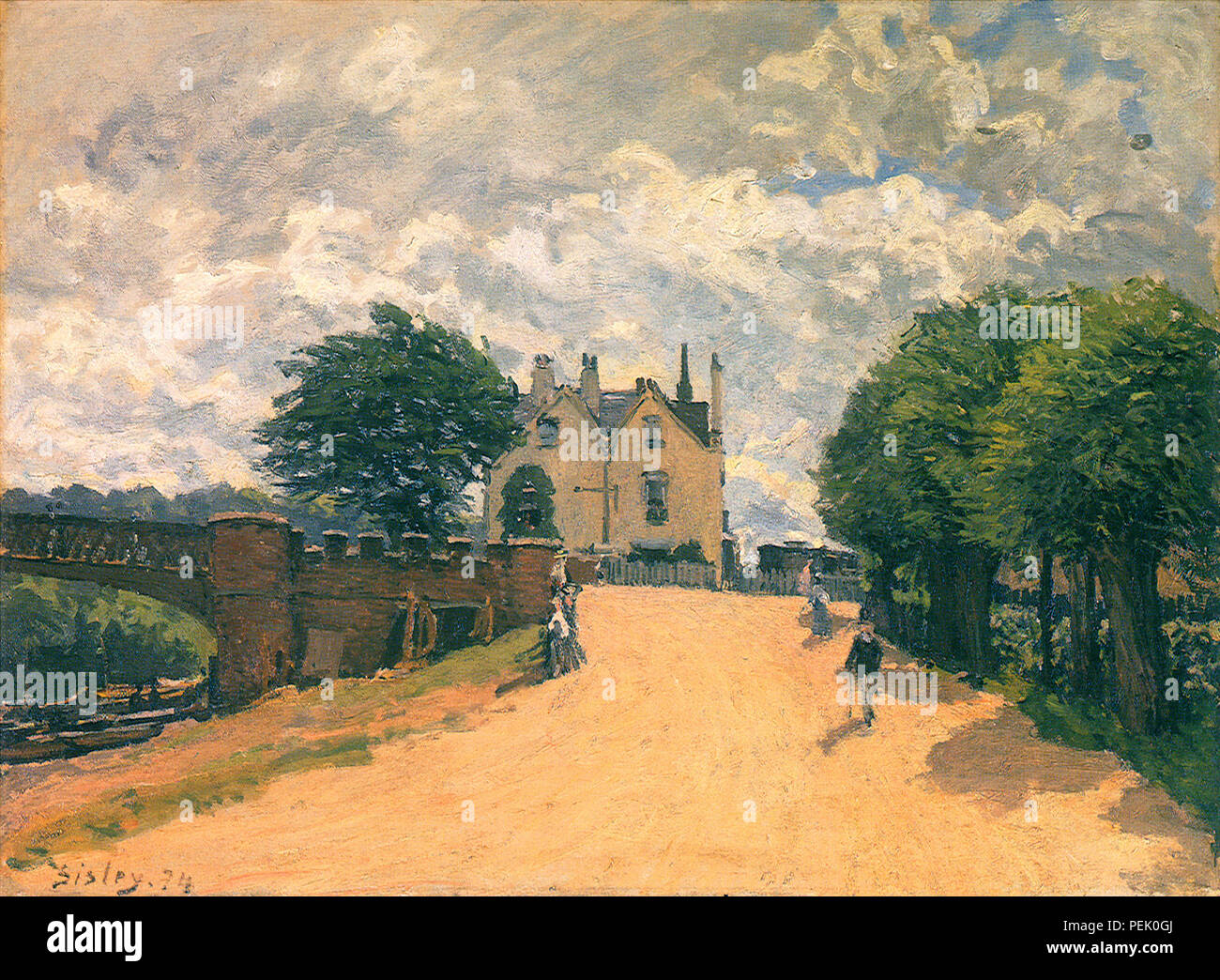 Hampton Court Bridge: The Castle Inn Sisley Alfred Stock Photo Alamy