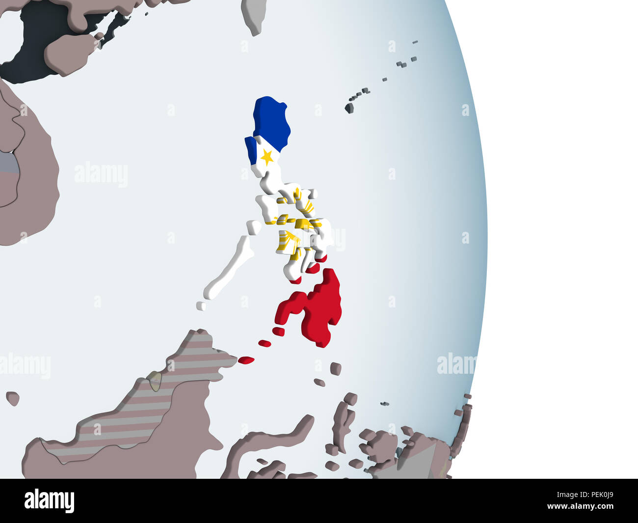 Philippines on political globe with embedded flag. 3D illustration ...