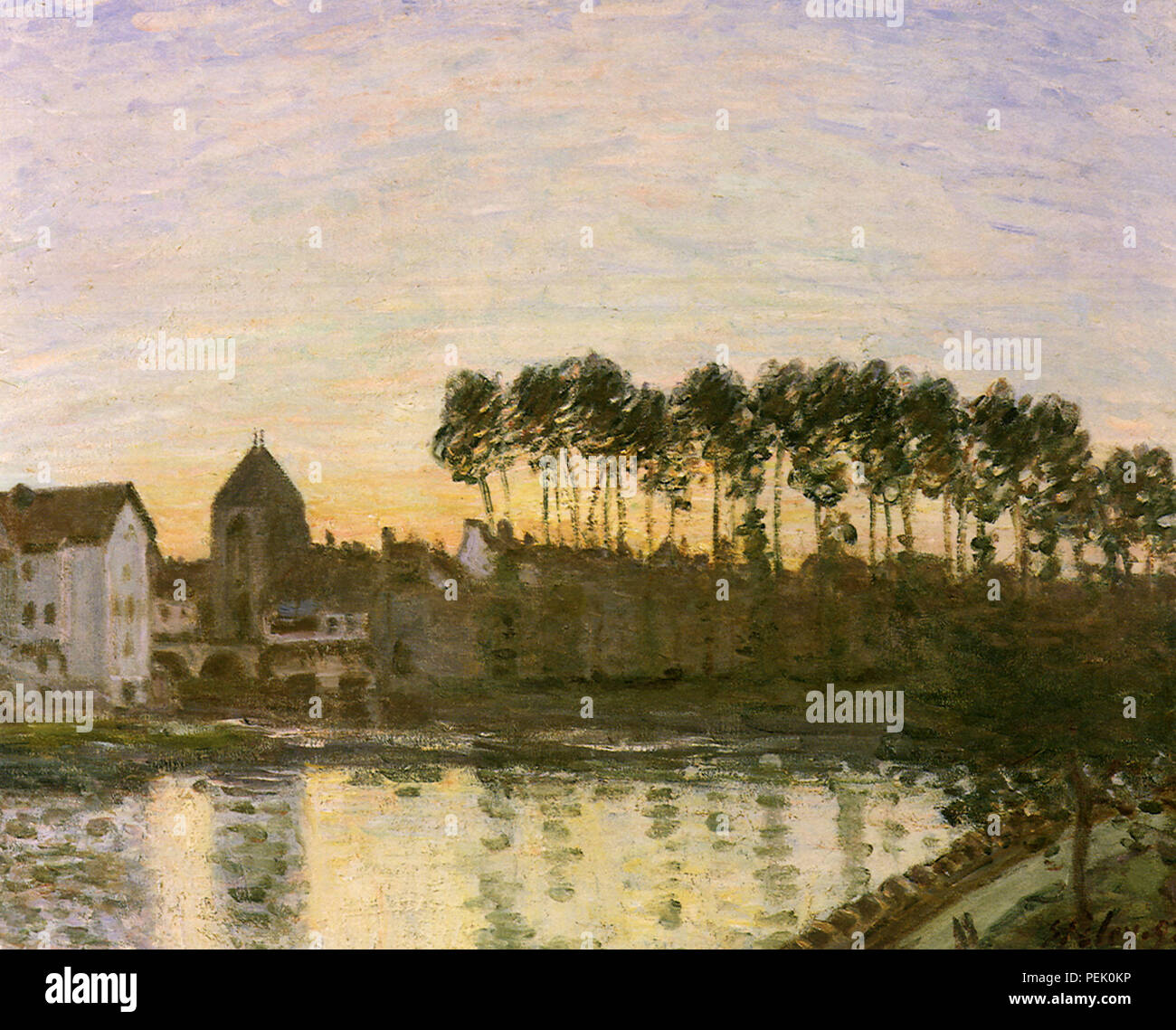 Moret-sur-Loing: Sunset, Sisley, Alfred Stock Photo