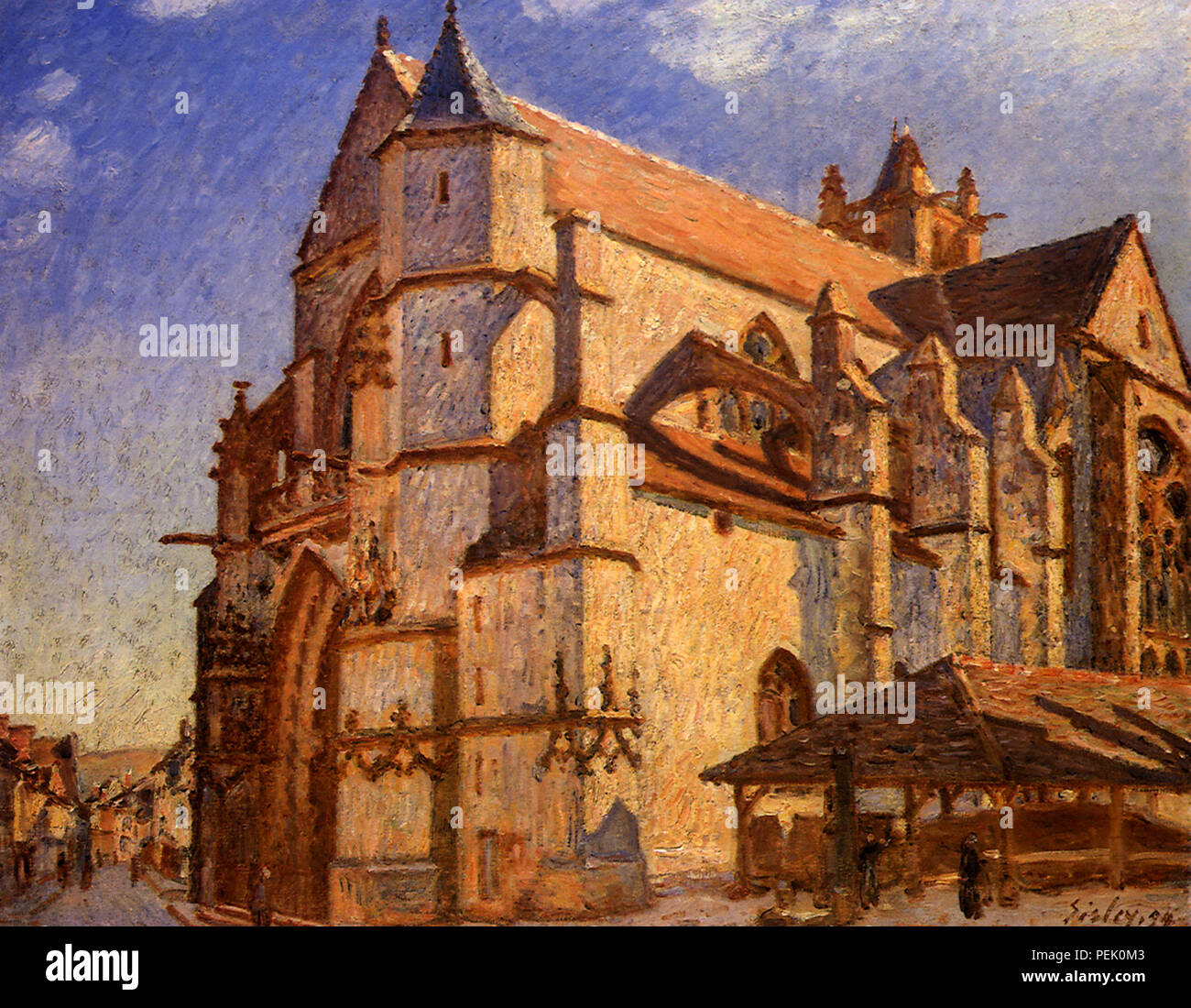 The Church at Moret in Sunshine, Sisley, Alfred Stock Photo