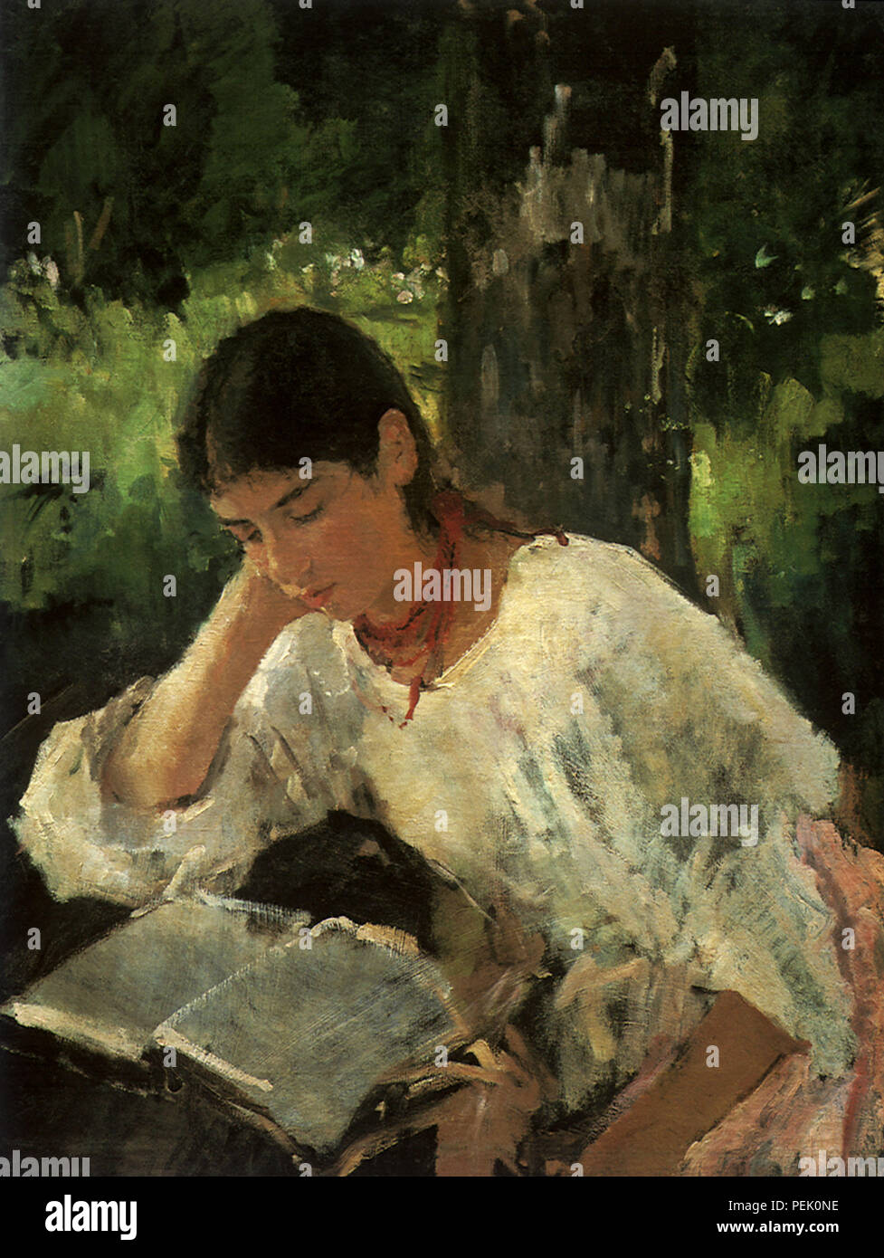 Study of Girl Reading, Serov, Valentin Alexandrovitch Stock Photo