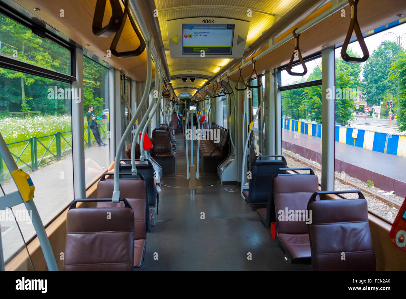 Tram interior, Brussels, Belgium Stock Photo - Alamy