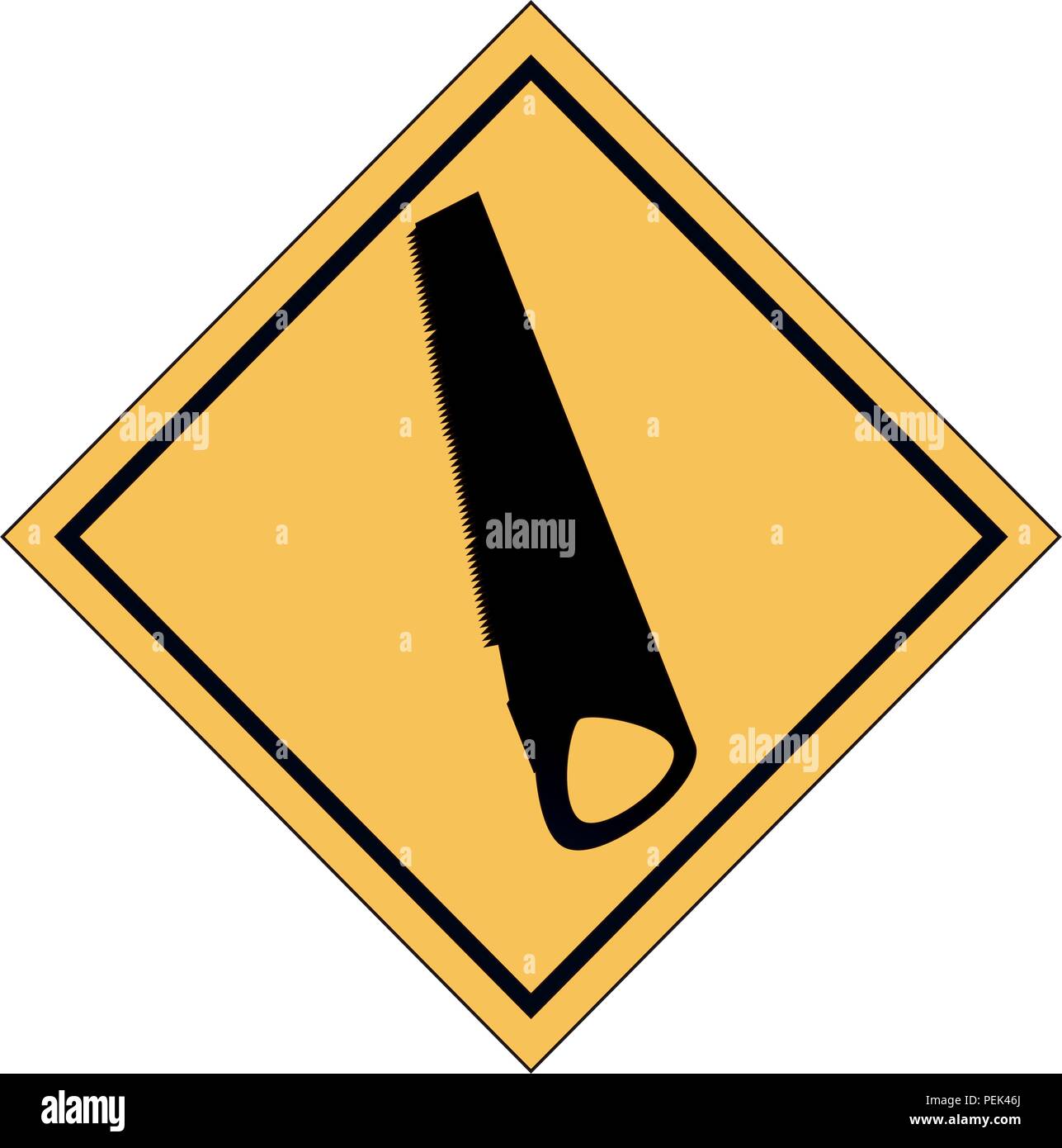 construction sign with saw icon over white background, vector ...