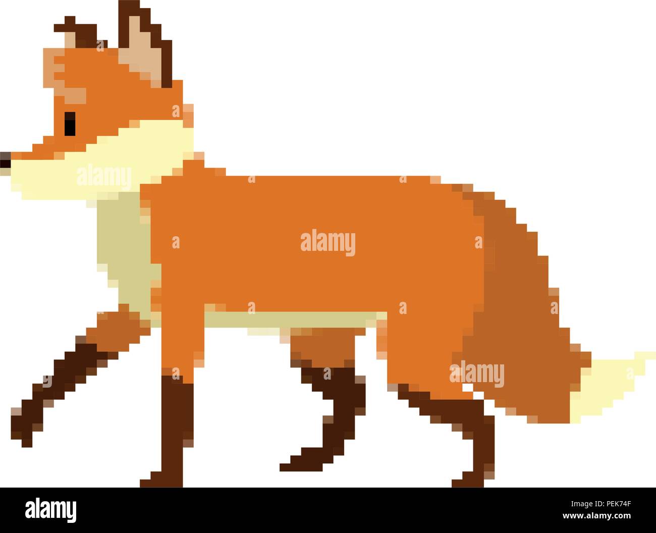 pixelated cute fox wild animal Stock Vector