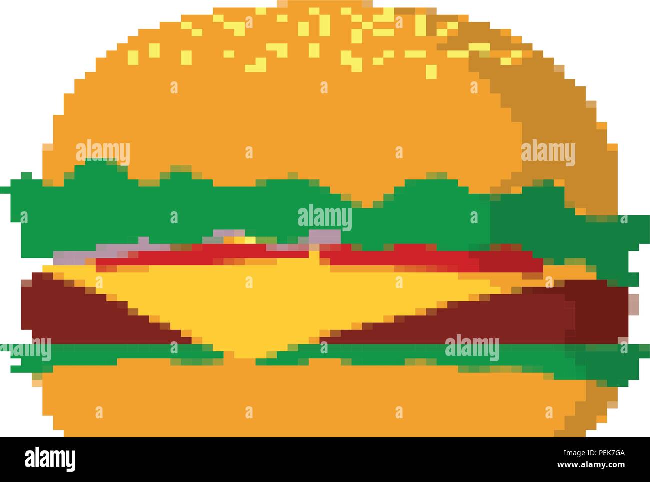 pixelated delicious hamburger unhealthy fastfood Stock Vector Image ...