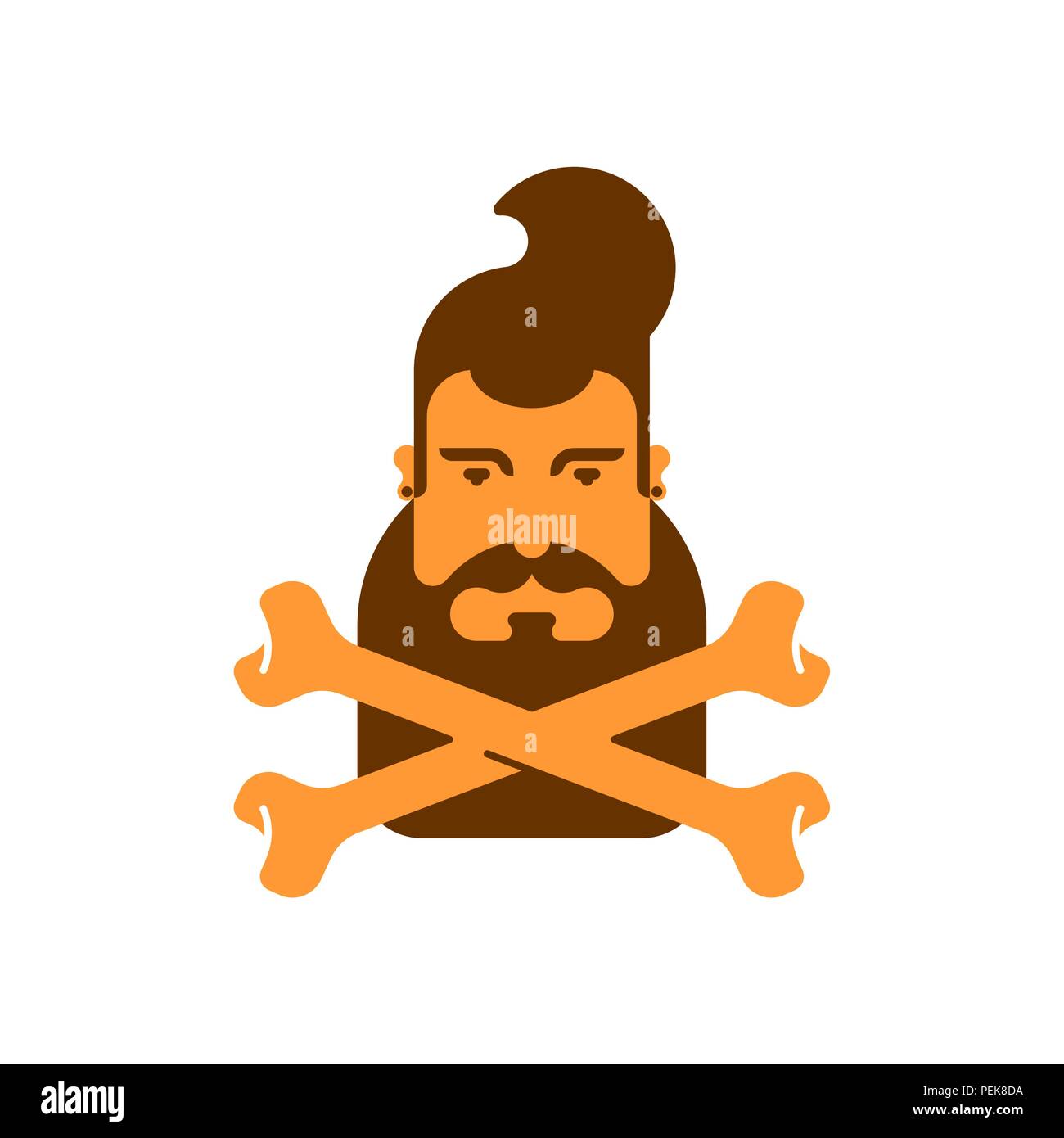 Hipster and bones. Beard and Crossbones. Fashionable head guy. Barbershop  symbol. Vector illustration Stock Vector Image & Art - Alamy