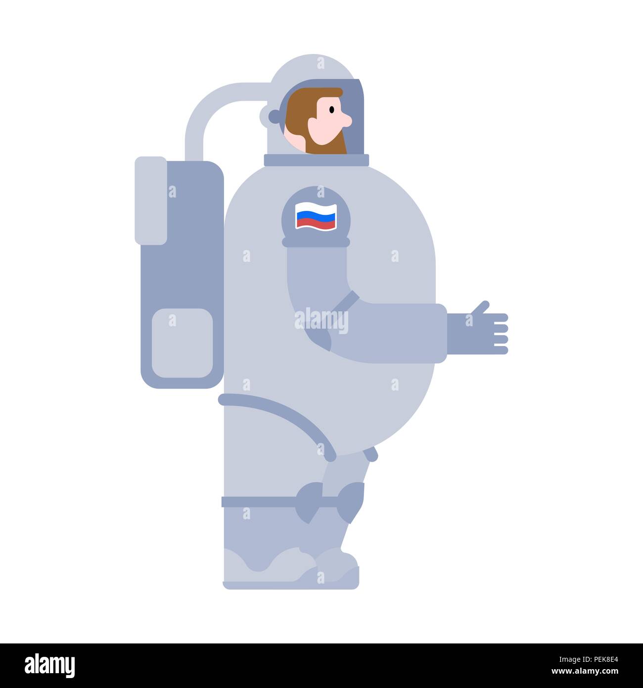 Astronaut russian With beard. Cosmonaut made in Russian. spaceman Vector illustration Stock Vector