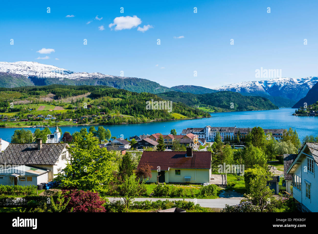 Spring time in Ulvik,  Hardanger, Western Norway.  This is Norway´s most important area for fruit farming. Stock Photo