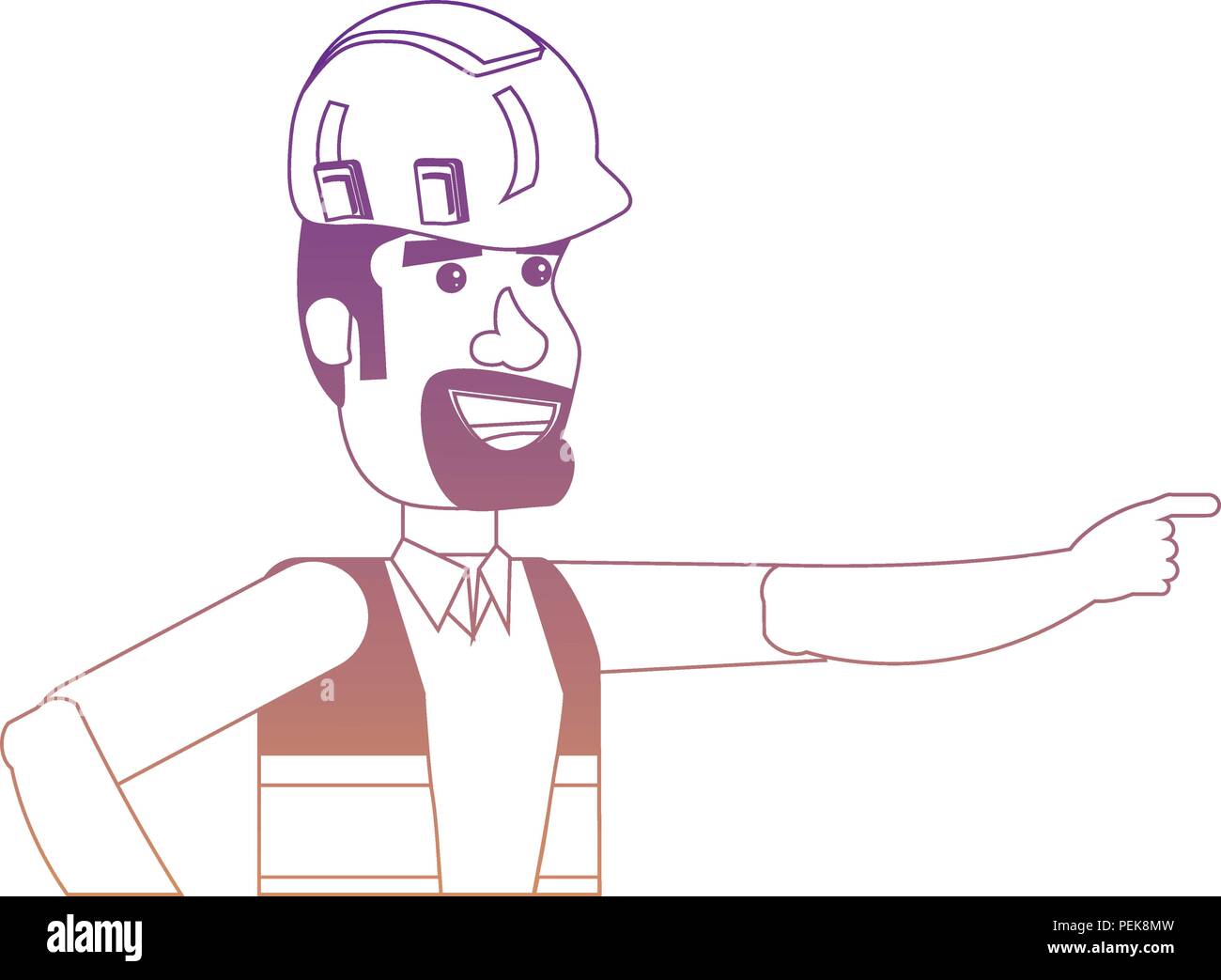 cartoon construction worker with safety vest and helmet over white ...