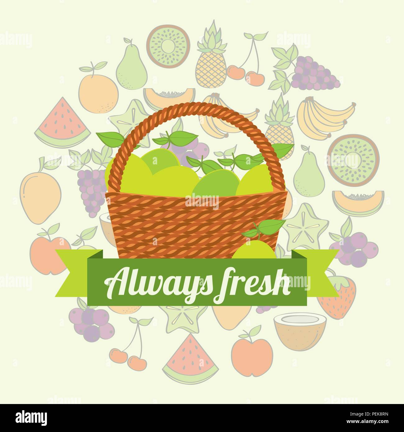label wicker basket with always fresh lemon Stock Vector Image & Art