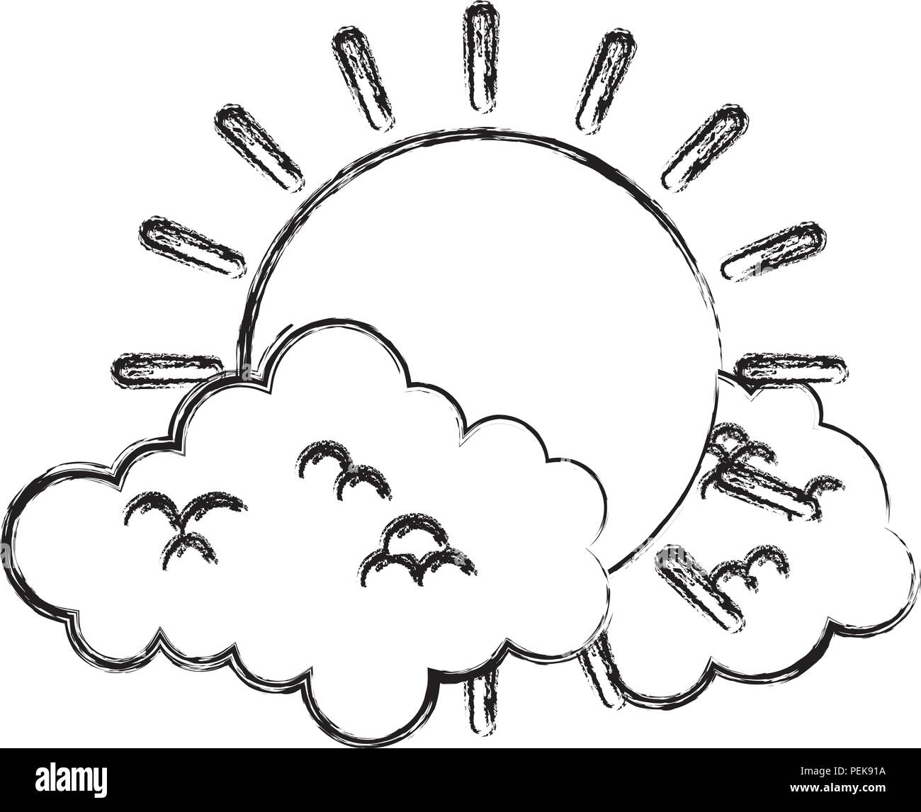 grunge bright sun weather and fluffy clouds Stock Vector Image & Art ...