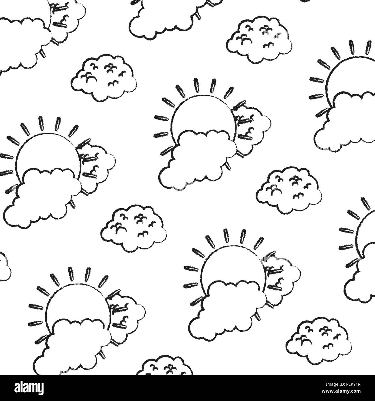 grunge bright sun and fluffy clouds background Stock Vector Image & Art ...