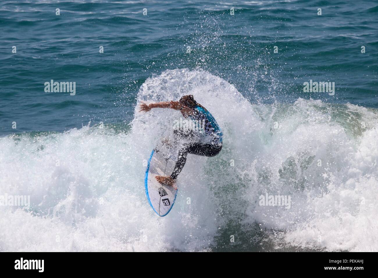 Keely Andrew competing in the US Open of Surfing 2018 Stock Photo