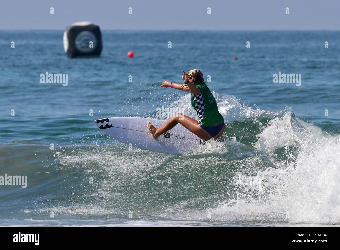 Kayla Coscino competing in the US Open of Surfing 2018 Stock Photo