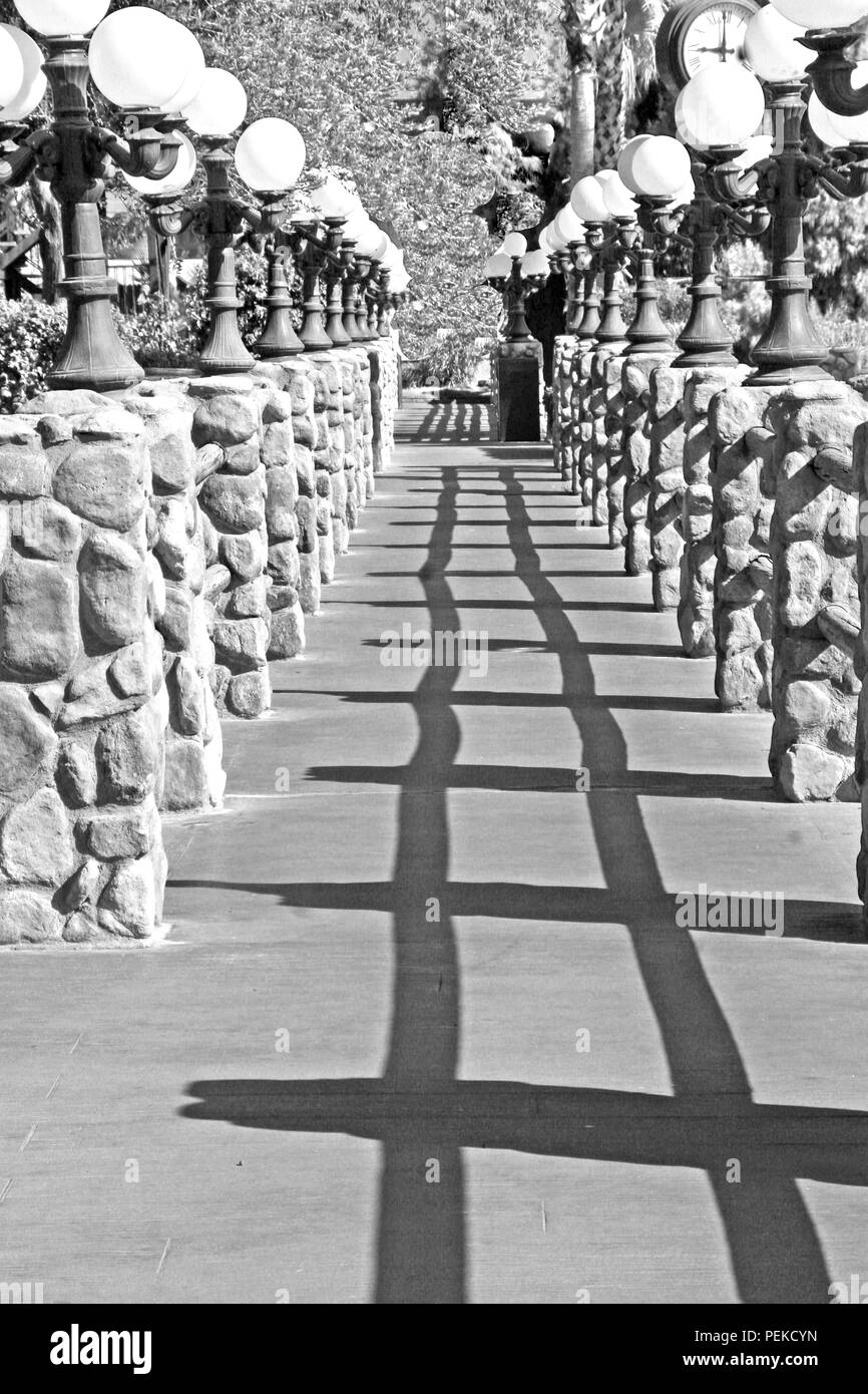 Black and white shadows and posts Stock Photo