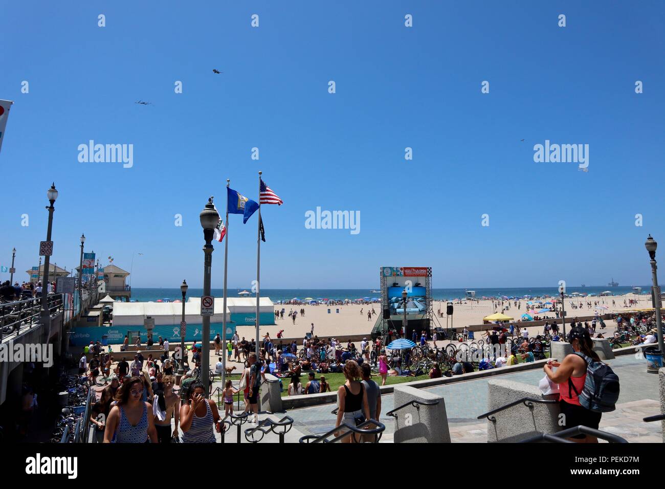 people at the us open of surfing 2018 Stock Photo